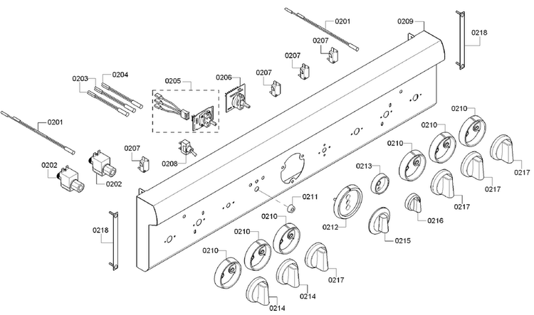 Control Panel Diagram and Parts List for PRD366GHU 14 Thermador Range