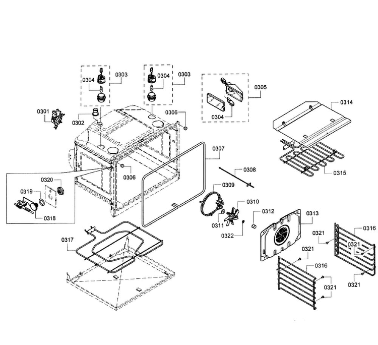 Oven Assy Diagram and Parts List for HBL8450UC 11 Bosch Wall Oven
