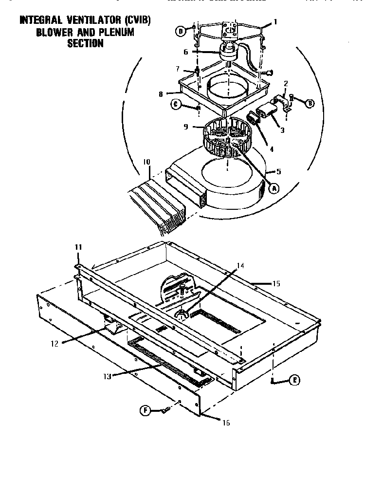 Integral Ventilator/blower/plenum Diagram and Parts List for GSC30CVWC-01  Thermador Range