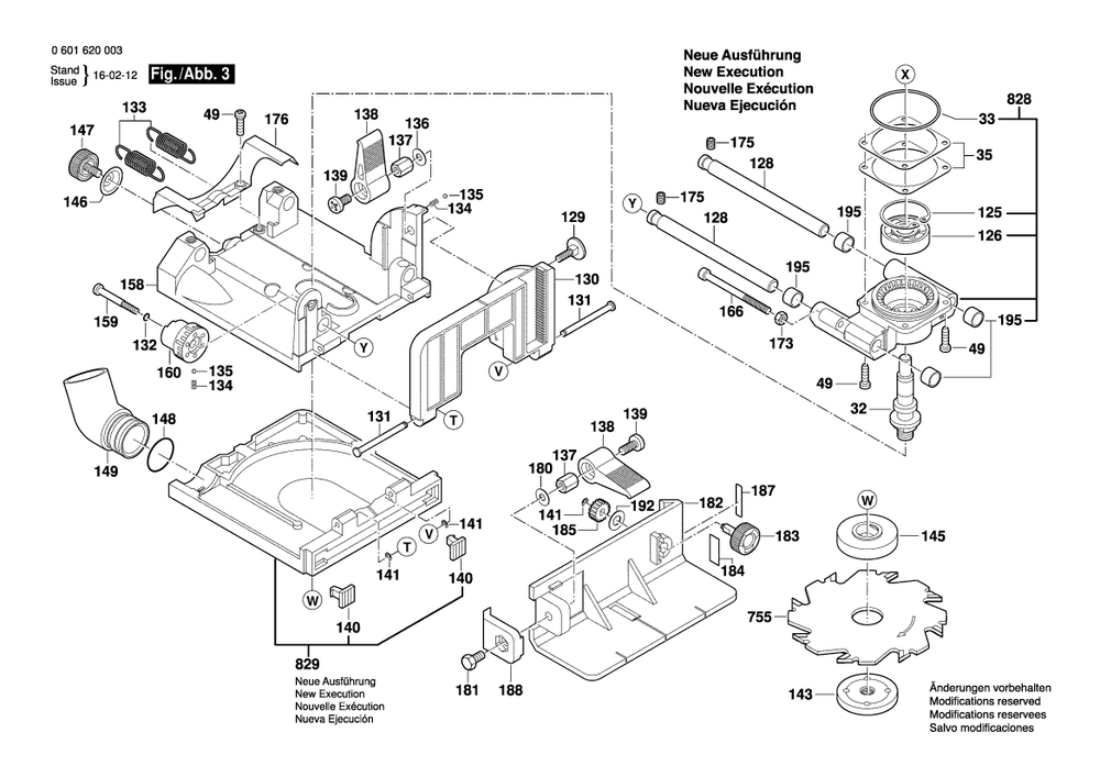 Diagram 3 Diagram and Parts List for 0601620039  Bosch Planer Jointer