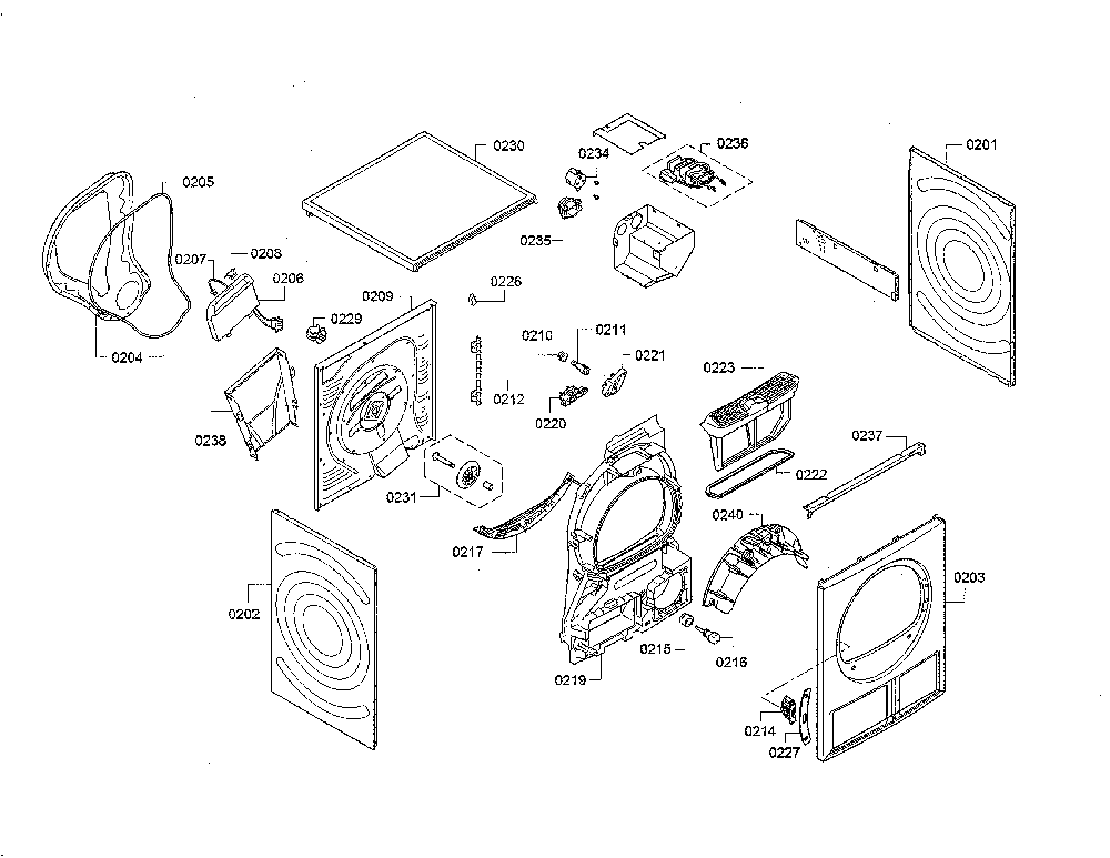 Cabinet Diagram and Parts List for WTG865H2UC 01 Bosch Dryer