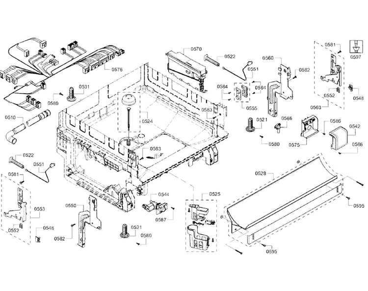 Base Section Diagram and Parts List for SHS5AVF2UC 01 Bosch Dishwasher