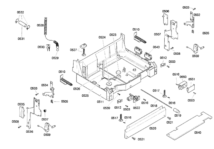 Base Assy Diagram and Parts List for SHI66A05UC 23 Bosch Dishwasher