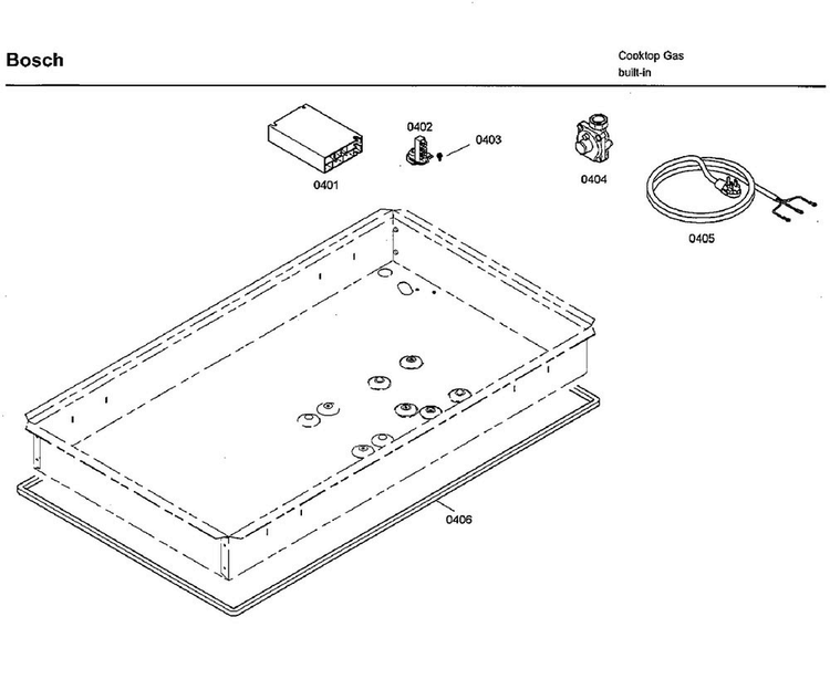 Ignition Asy Diagram and Parts List for NGM8654UC 02 Bosch Cooktop