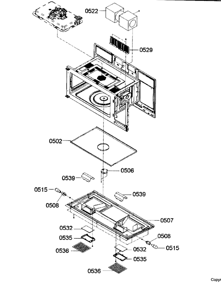 Bottom Asy Diagram and Parts List for HMV8051U 01 Bosch Microwave