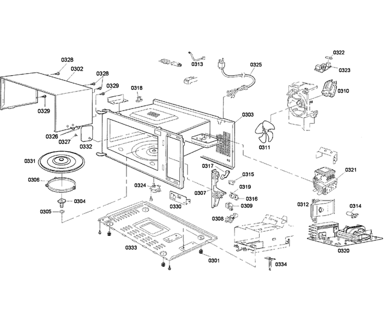 Cabinet Diagram and Parts List for MBESLFTD 01 Thermador Microwave