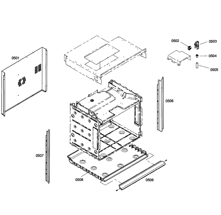 Cabinet Assy Diagram and Parts List for HBL3460UC 01 Bosch Wall Oven