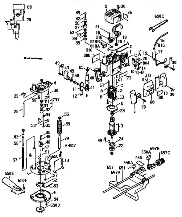 Bosch 6016137434 Diagram and Parts List for 6016137434  Bosch Router