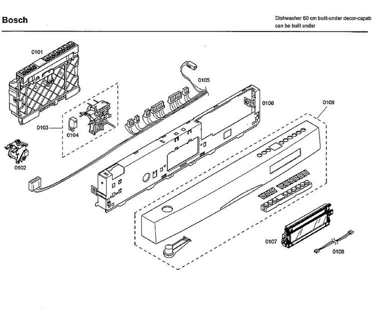 Control Panel Diagram and Parts List for SHE66C02UC 46 Bosch Dishwasher