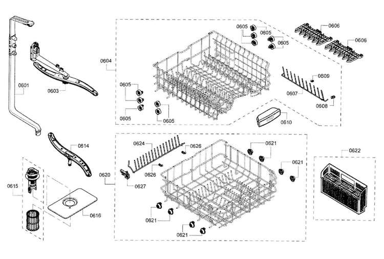 Rack Assy Diagram and Parts List for SHE3AR75UC 21 Bosch Dishwasher