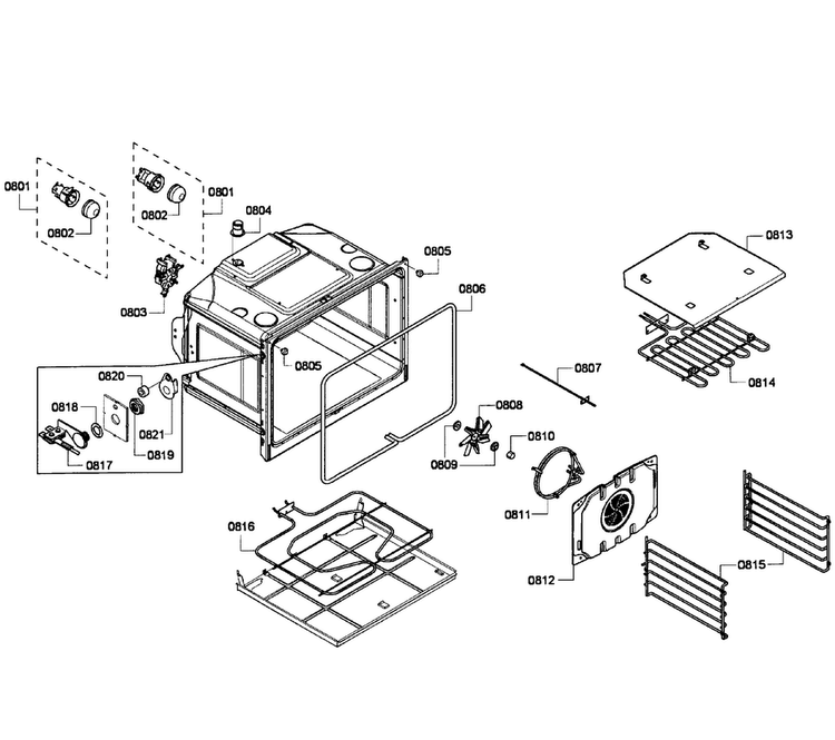 Oven Assy Diagram and Parts List for HBL5760UC 06 Bosch Microwave