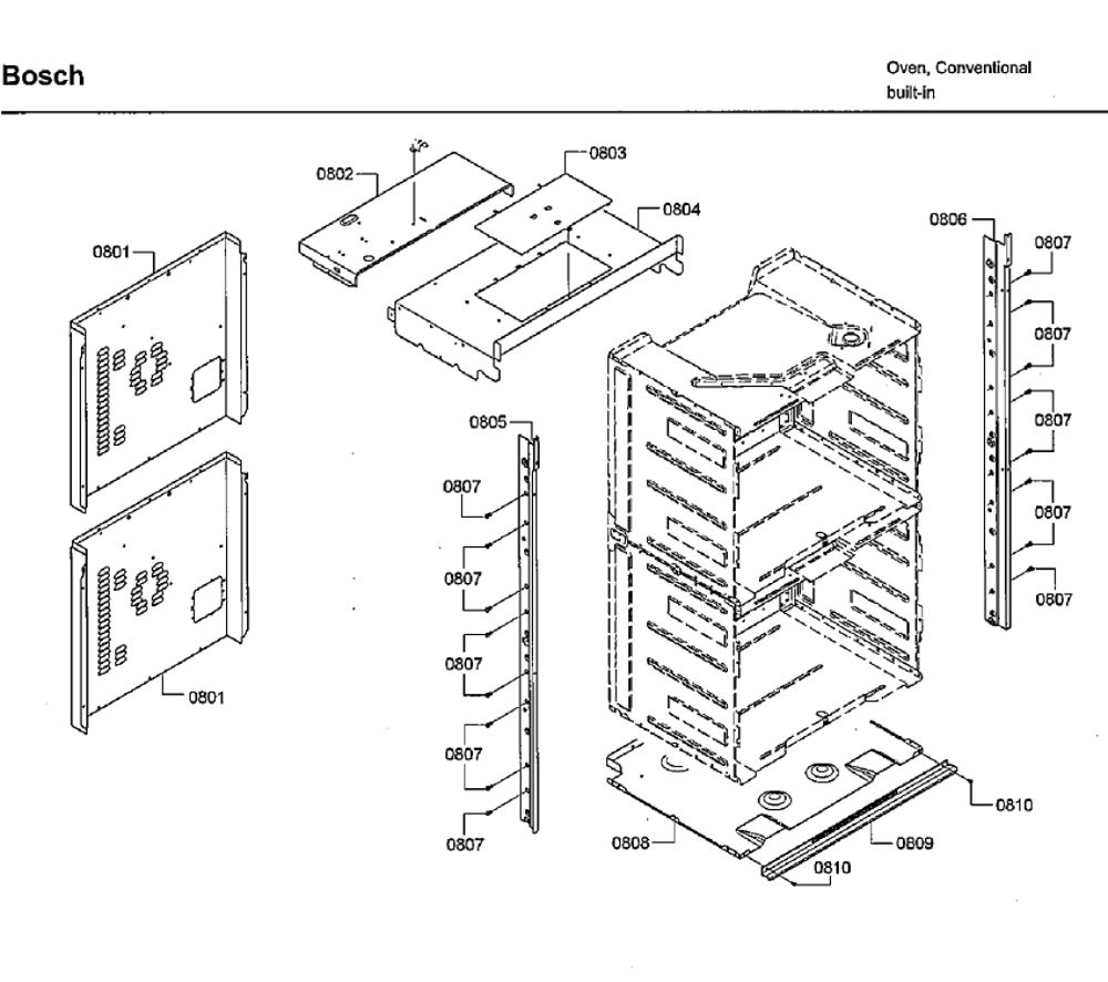 Frame Diagram and Parts List for HBLP651LUC 02 Bosch Wall Oven