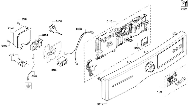 Control Panel Diagram and Parts List for WTVC533SUS 09 Bosch Dryer