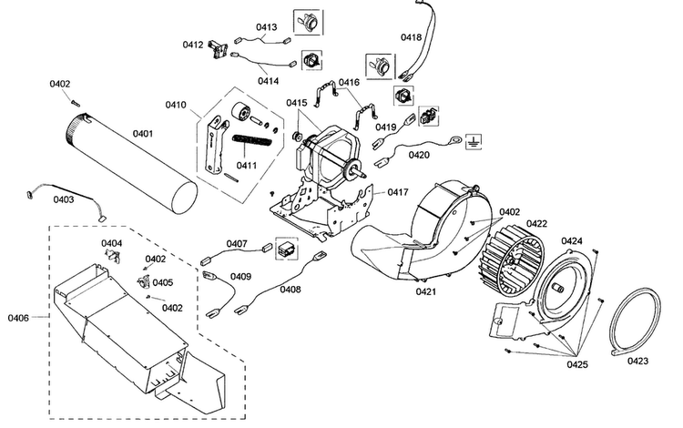Motor/heater Diagram and Parts List for WTMC532SUS 02 Bosch Dryer