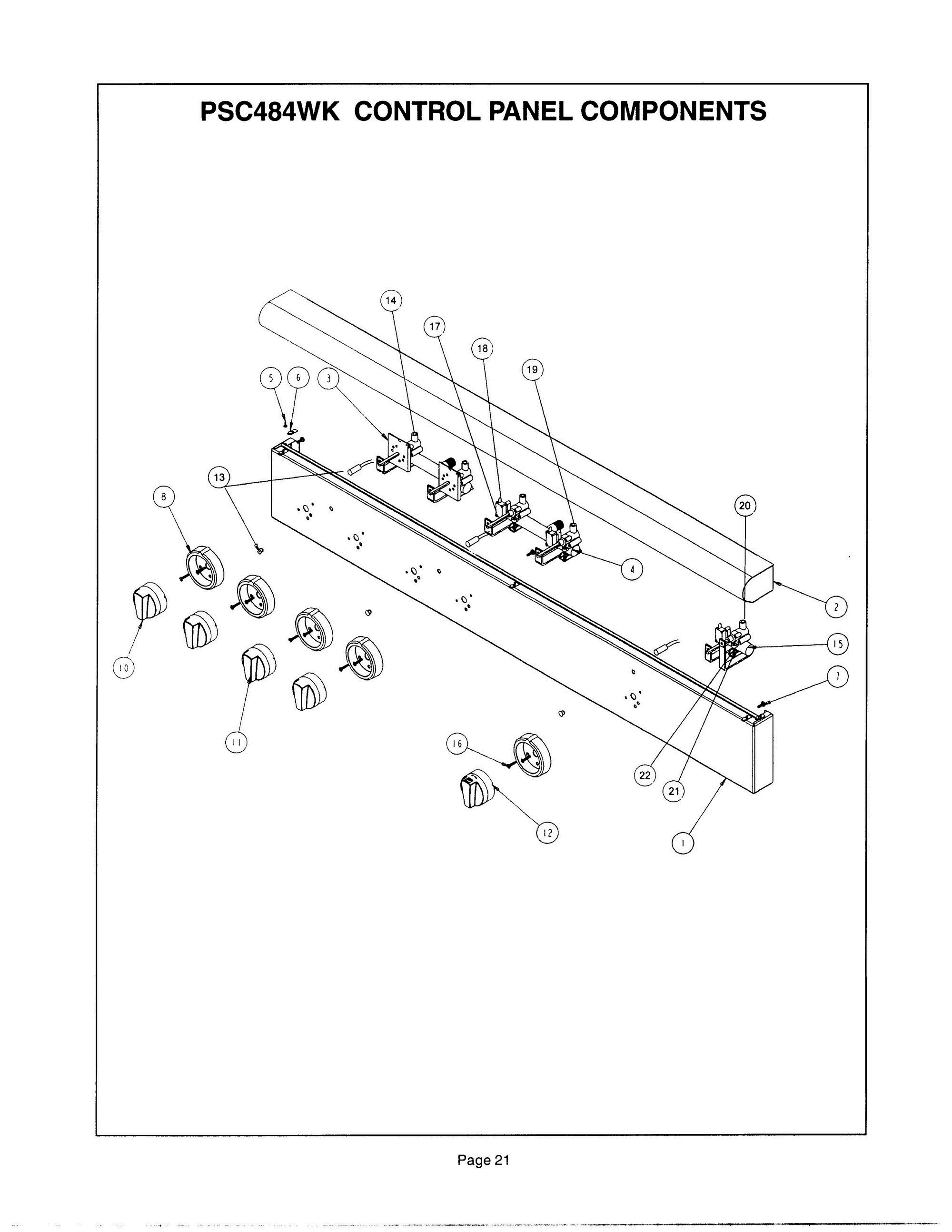 20 - PSC484WK CONTROL PANEL Diagram and Parts List for PSC366ZS  Bosch Cooktop