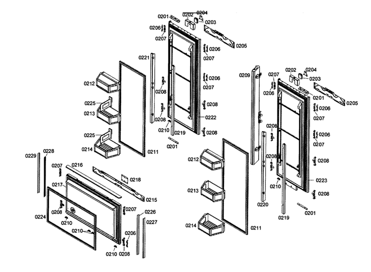Door Assy Diagram and Parts List for T36IT71NNP 99 Thermador Refrigerator