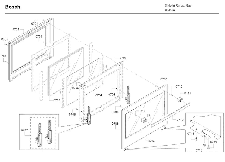 Door Diagram and Parts List for HDI8054U 04 Bosch Range