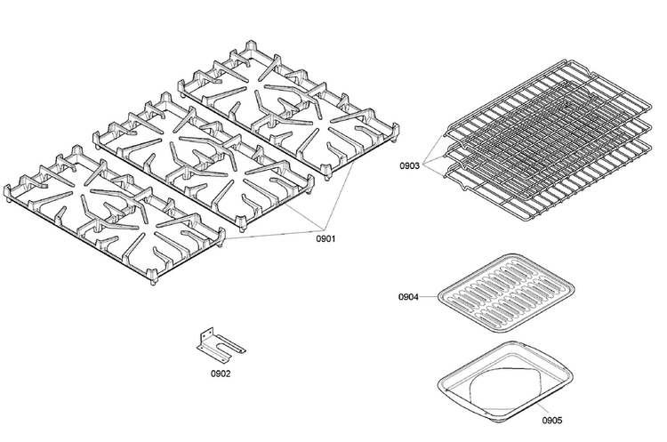 Grates/shelfs Diagram and Parts List for PRD366EHC 05 Thermador Range