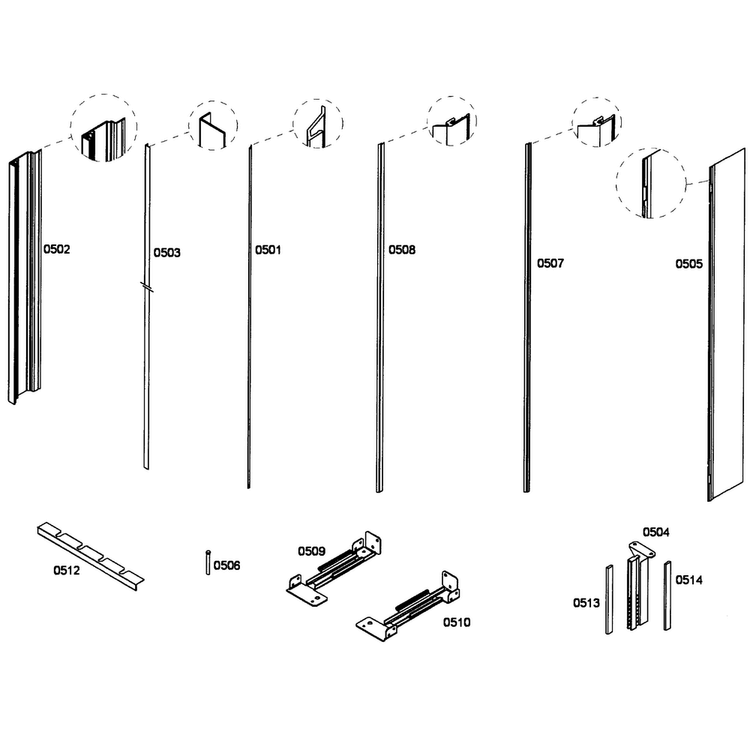 Framing Diagram and Parts List for T24IF70NSP 20 Thermador Freezer