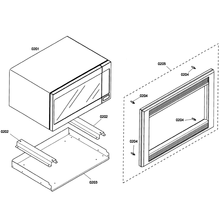 Microwave Framing Diagram and Parts List for HBL5750UC 01 Bosch Microwave