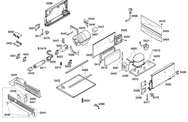 Compressor Diagram and Parts List for T18BD80FLE  Thermador Freezer