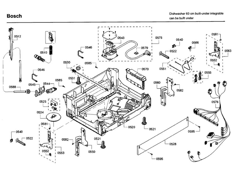 Base Diagram and Parts List for SHP65T56UC 02 Bosch Dishwasher