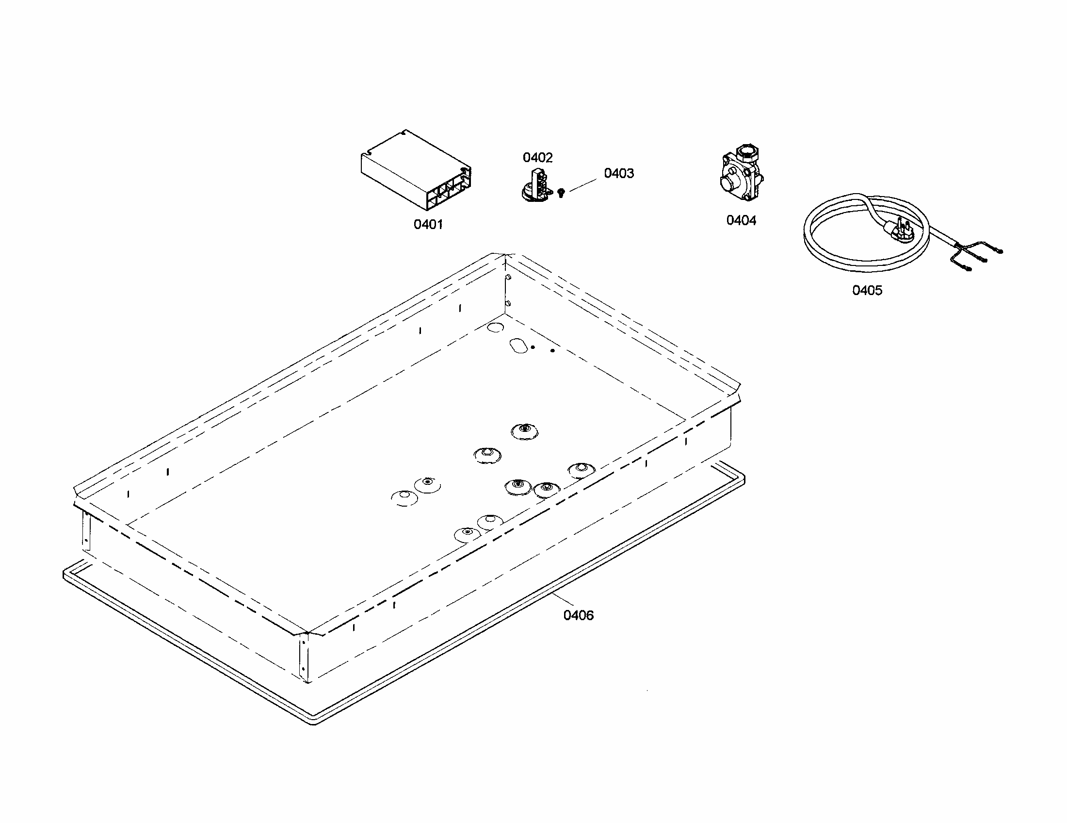 Spark Module/power Cord Diagram and Parts List for NGM5624UC 01 Bosch Cooktop