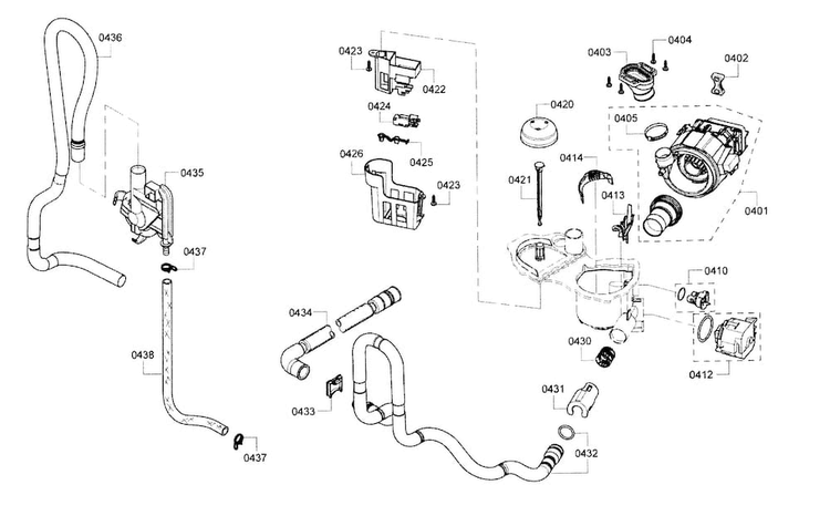 Pump Diagram and Parts List for SHX3AR75UC 21 Bosch Dishwasher