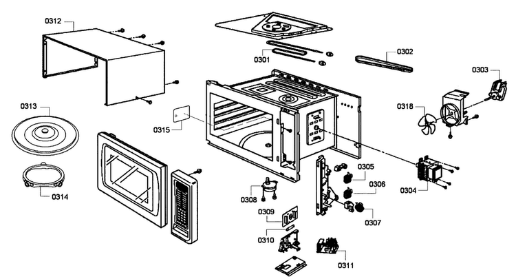 Microwave 2 Diagram and Parts List for MEMCW301EP-03  Thermador Microwave