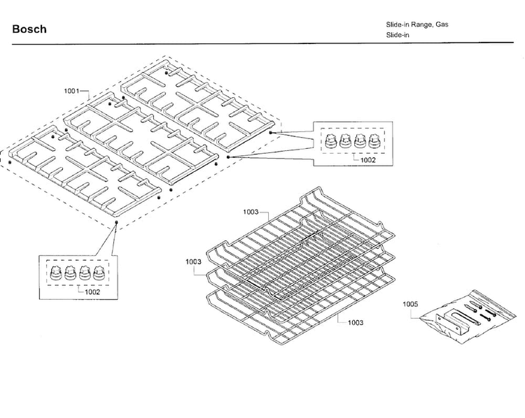 Grid Asy Diagram and Parts List for HGI8054UC 06 Bosch Range