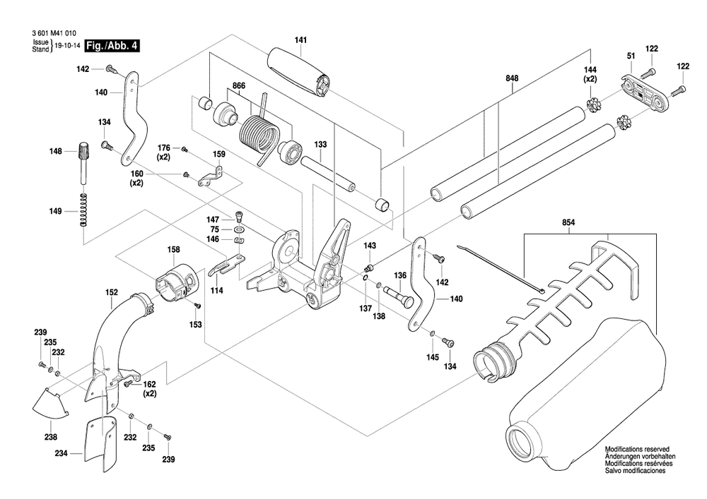 Page 4 Diagram and Parts List for GCM18V-08 3601M41010 Bosch Miter Saw
