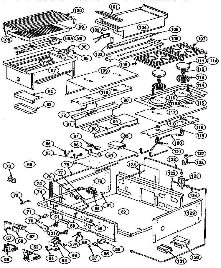 Griddle Assembly Diagram and Parts List for PRSG364GDS  Thermador Range