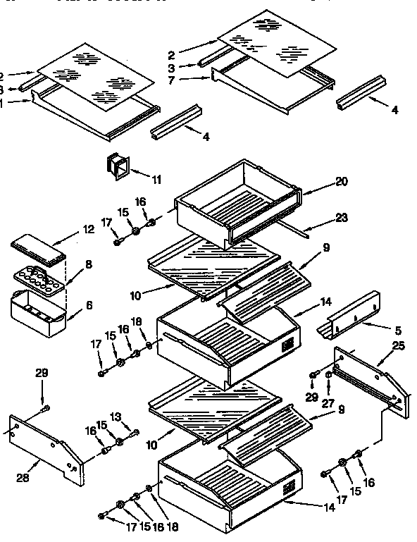 Refrigerator Shelf Diagram and Parts List for TSS36QBW00  Thermador Refrigerator