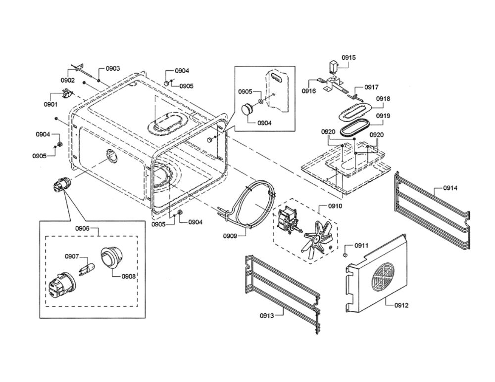 Convection Fan/Lamp Diagram and Parts List for PRD48JDSGU 08 Thermador Range