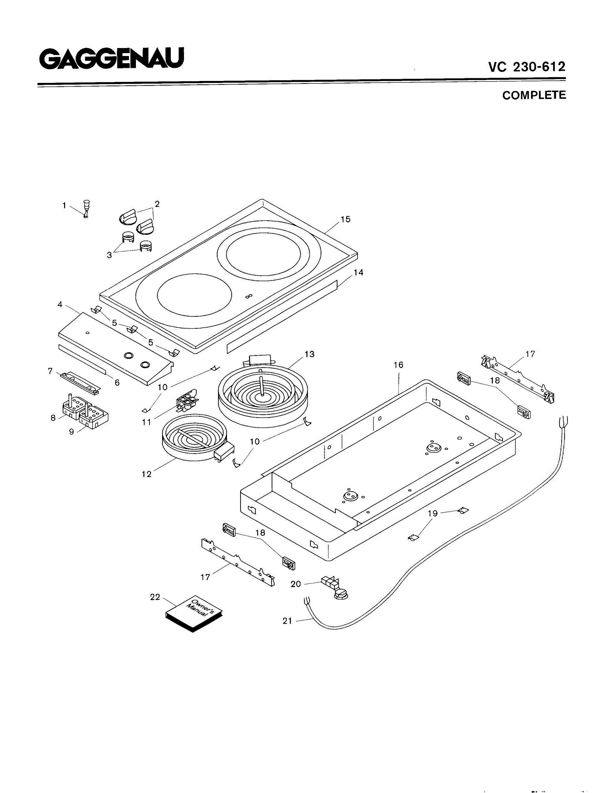 01 - COMPLETE Diagram and Parts List for VC230-612  Bosch Range