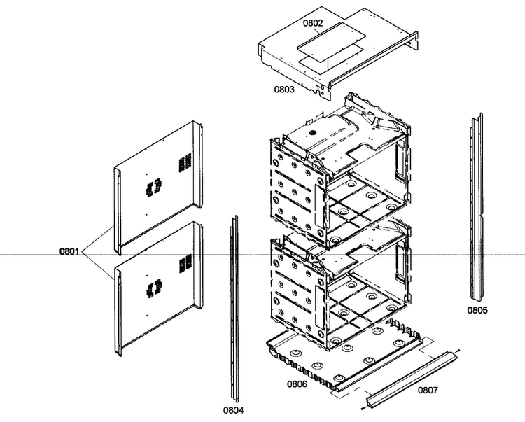 Mounting Assy Diagram and Parts List for PODC30201  Thermador Wall Oven
