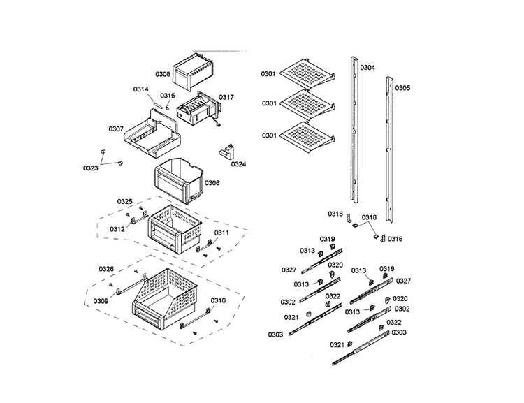 Ice Maker Diagram and Parts List for T18IF70PSS-01  Thermador Freezer