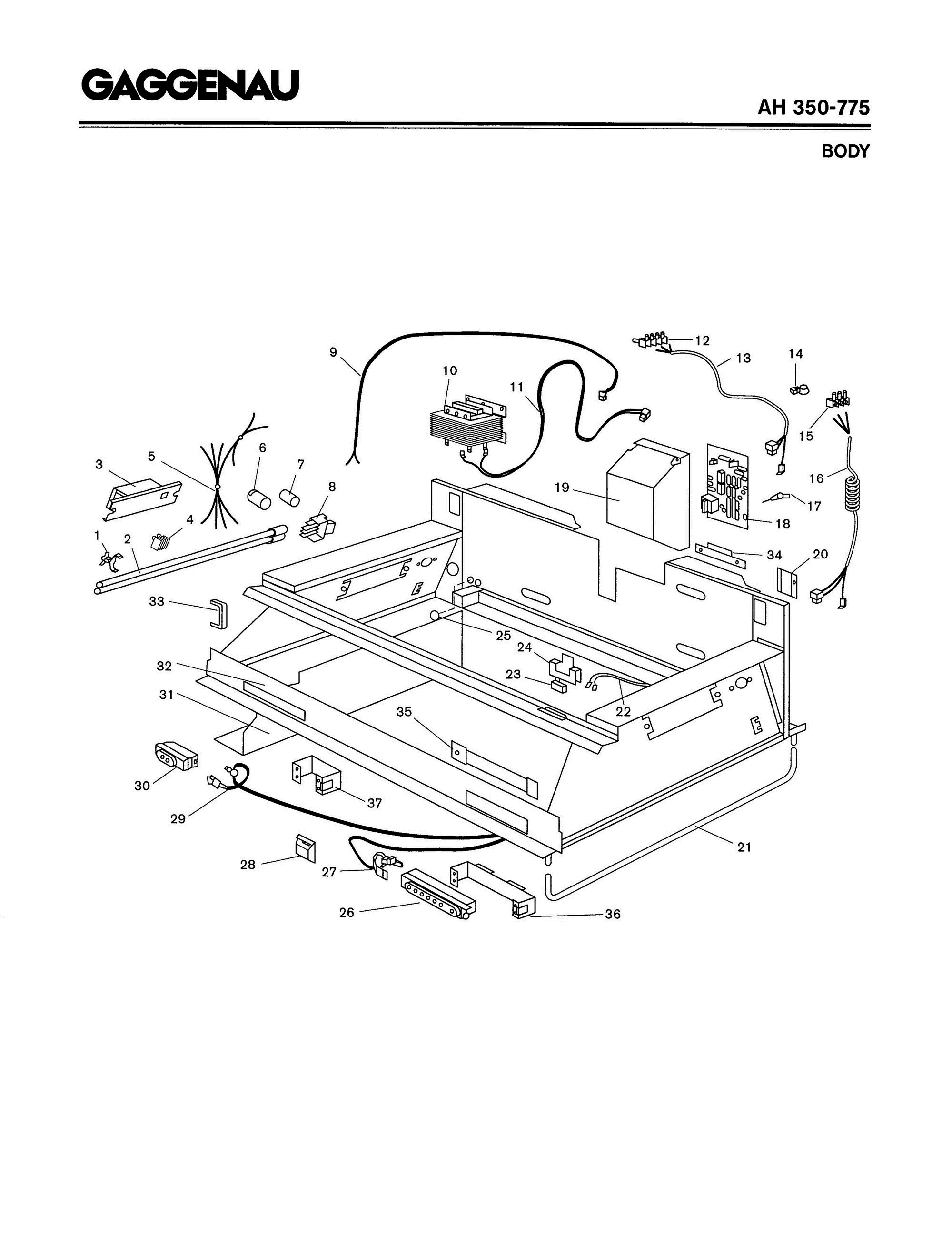 02 - BODY Diagram and Parts List for AH350-775  Bosch Range Hood