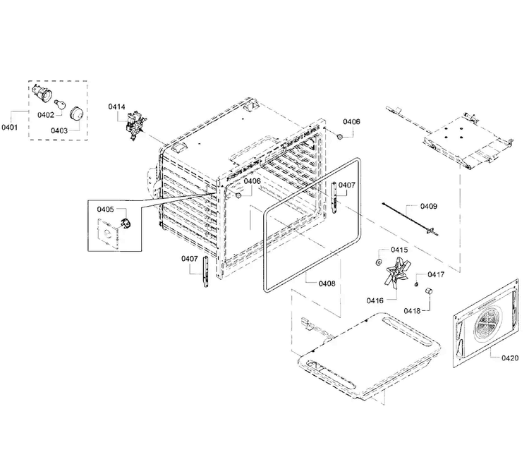 Cavity Diagram and Parts List for HGI8054UC 03 Bosch Range