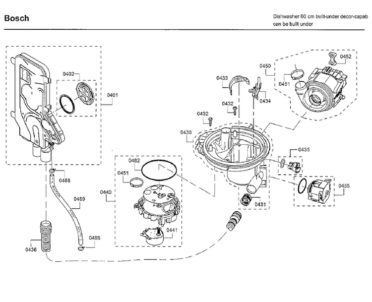 Pump Diagram and Parts List for SHE68T55UC 09 Bosch Dishwasher