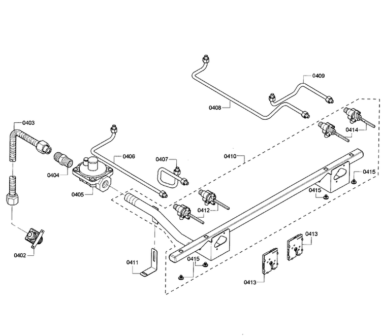 Manifold Assy Diagram and Parts List for PRD304GHU 09 Thermador Range