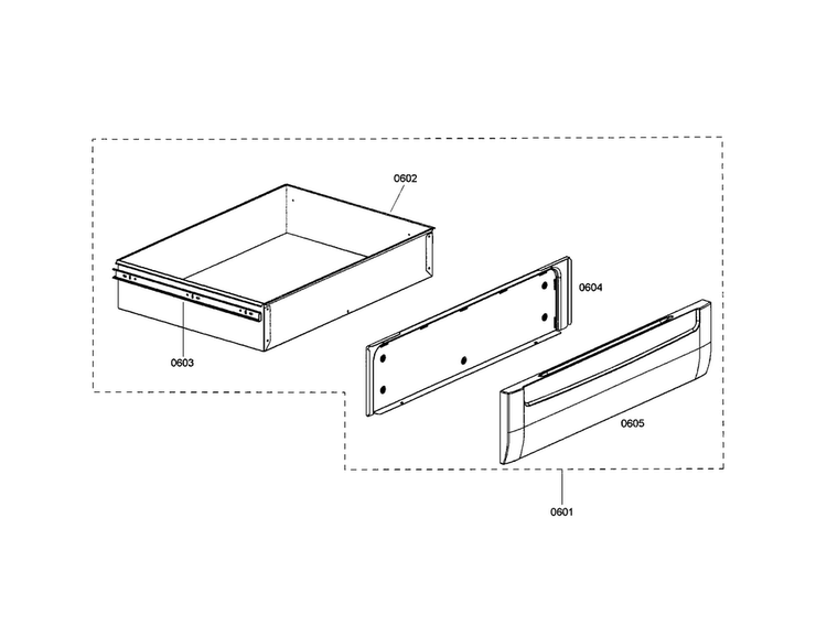 Drawer Diagram and Parts List for HDS7132U 01 Bosch Range