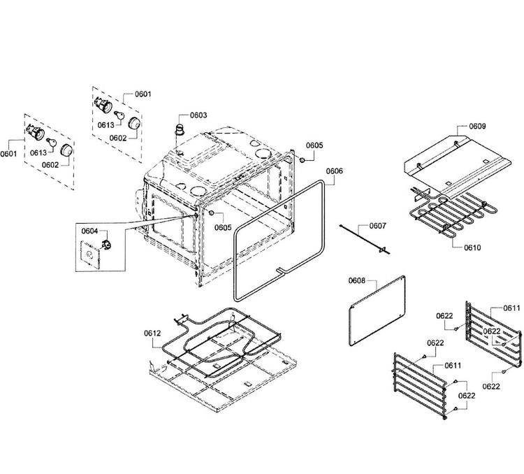 Oven Lower Diagram and Parts List for HBL5660UC 09 Bosch Wall Oven