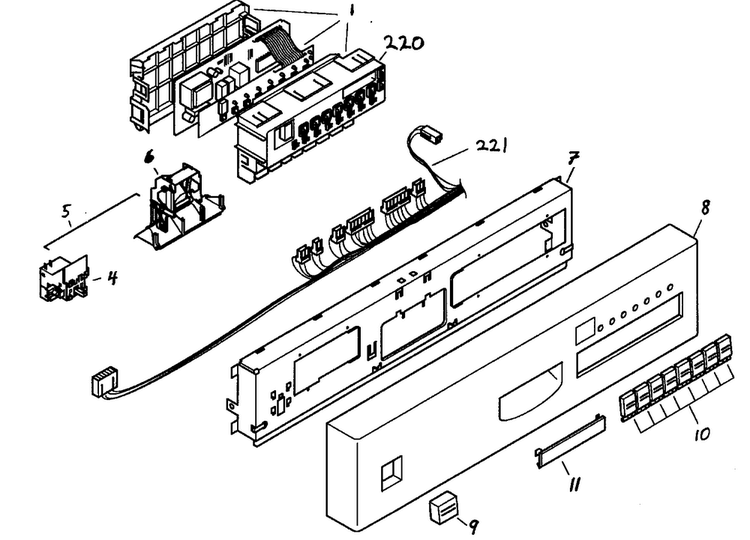 Control Panel Diagram and Parts List for SHU6805UC 14 Bosch Dishwasher