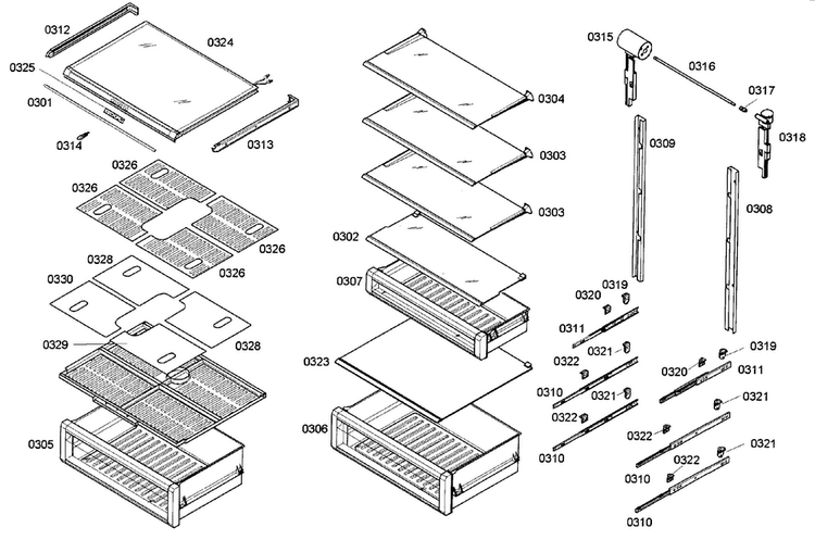 Drawer Assy Diagram and Parts List for T24IR70NSP 40 Thermador Refrigerator