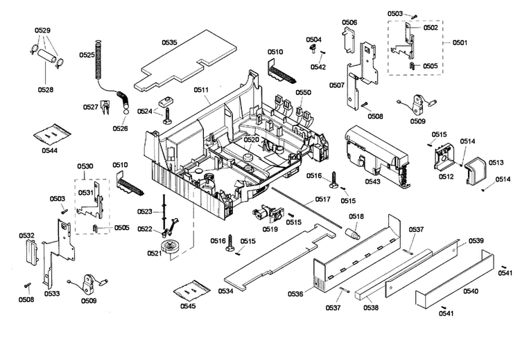 Base Diagram and Parts List for DWHD94EP 46 Thermador Dishwasher