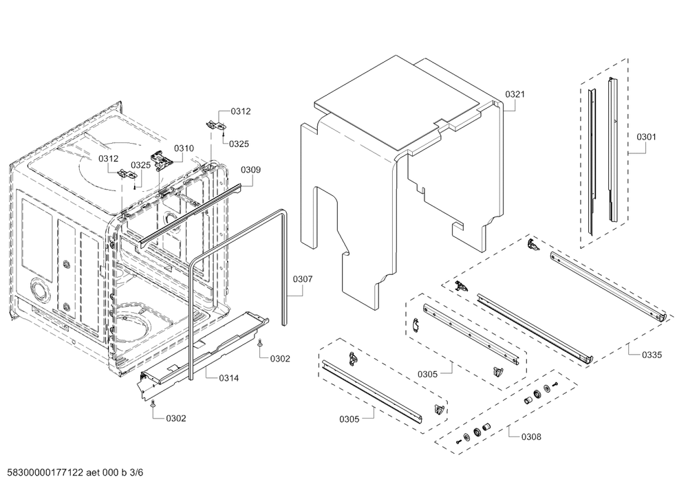 Diagram 3 Diagram and Parts List for SHE68TL5UC 07 Bosch Dishwasher