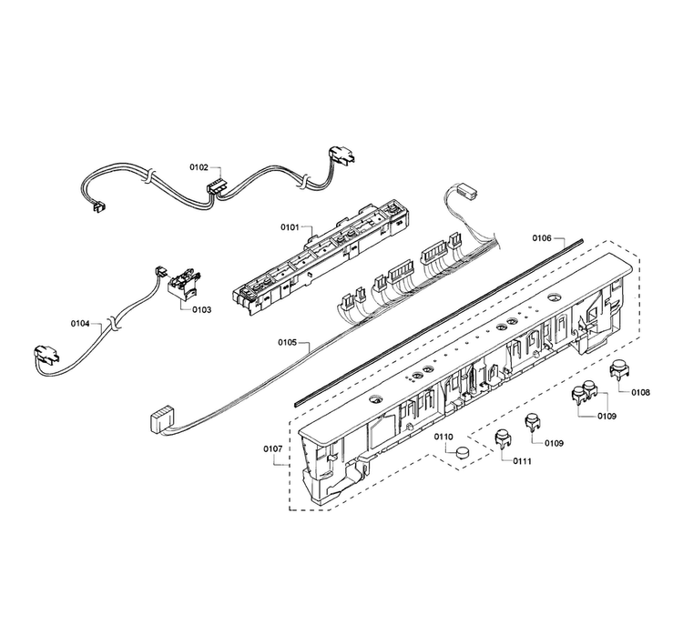 Control Panel Diagram and Parts List for SHX3AR76UC 10 Bosch Dishwasher