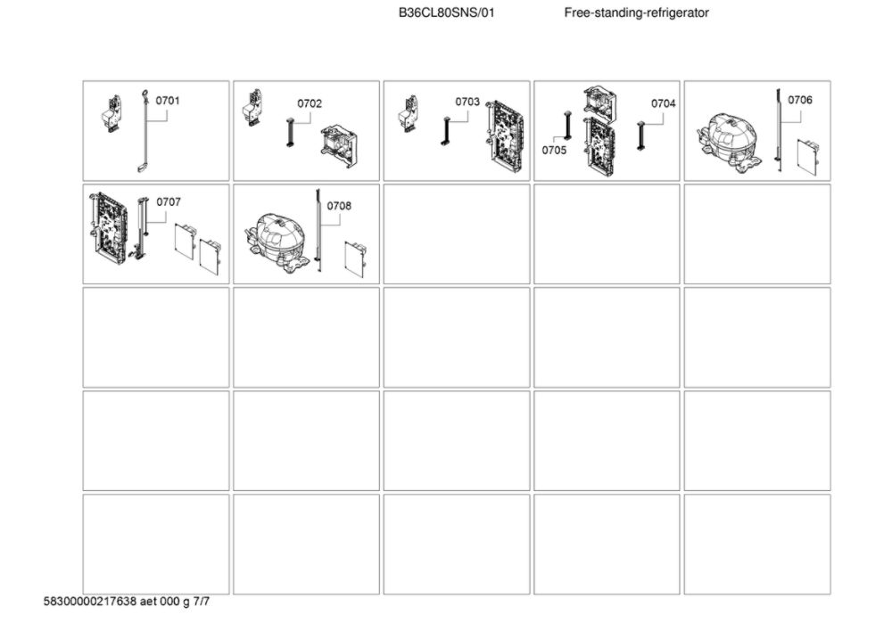 Wires Diagram and Parts List for B36CL80SNS 01 Bosch Refrigerator