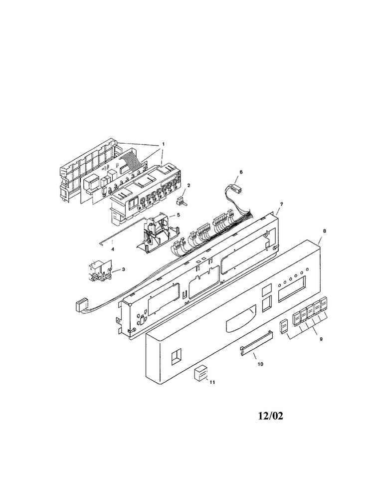 Fascia Panel Diagram and Parts List for SHU5316UC 11 Bosch Dishwasher